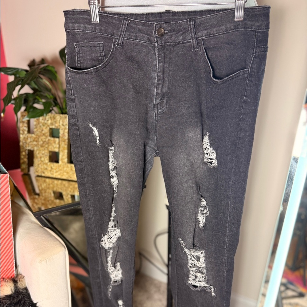 Distressed Gray Women's Jeans